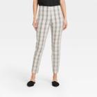 Women's Plaid High-rise Skinny Ankle Pants - A New Day Taupe