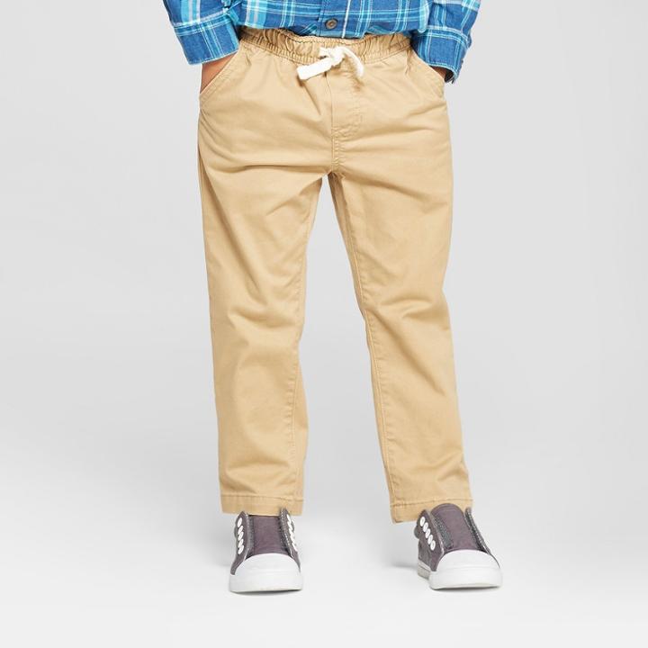 Toddler Boys' Elastic Waistband And Flexible Drawstring Chino - Cat & Jack Khaki Brown