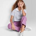 Women's Short Sleeve Boxy Cropped Polo T-shirt - Wild Fable Gray