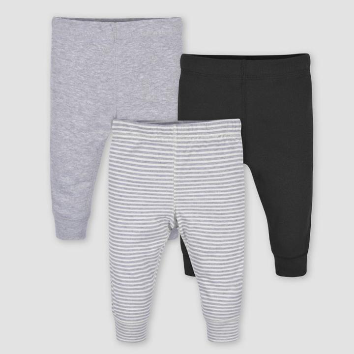 Gerber Baby 3pk Hedgehog Pants - Gray Newborn