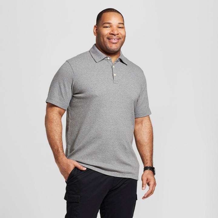 Men's Tall Short Sleeve Elevated Ultra-soft Polo Shirt - Goodfellow & Co Railroad Gray