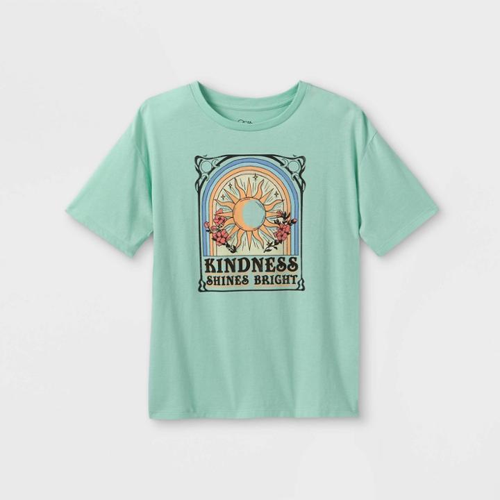 Girls' Oversized Short Sleeve Graphic T-shirt - Art Class