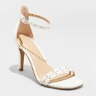 Women's Enya Studded Barely There Pump Heels - A New Day White