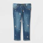 Toddler Girls' Mid-rise Floral Embroidered Skinny Jeans - Cat & Jack Blue
