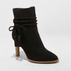 Women's Leyla Microsuede Wide Width Heeled Tassle Bootie - Universal Thread Black 6.5w,