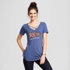 Women's Boston City Of Champions Short Sleeve Cross Front Drapey Graphic T-shirt - Awake Navy