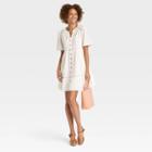 Women's Short Sleeve Lattice Detail Dress - Knox Rose White