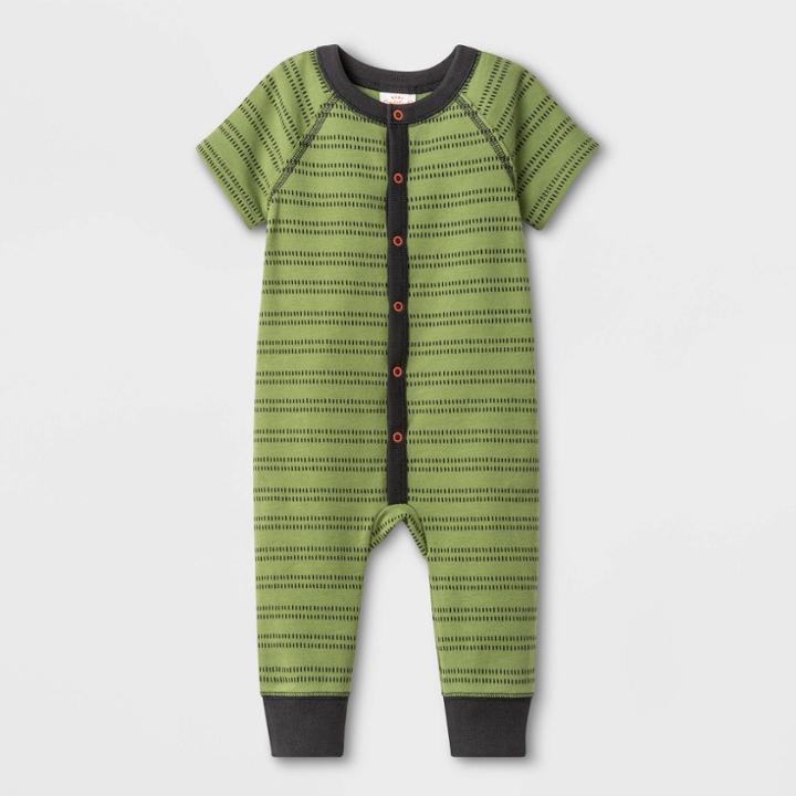 Petitebaby Boys' 2pk Elevated Short Sleeve Romper - Cat & Jack Green Newborn, Boy's