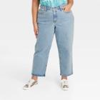 Women's Plus Size High-rise Vintage Straight Cropped Jeans - Universal Thread Medium Denim Blue