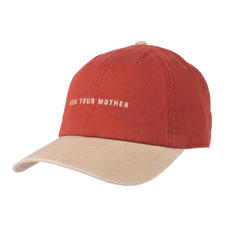 Wemco Men's Ask Your Mother Dad Baseball Hat - Khaki/orange One Size, Deep Orange
