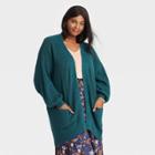 Women's Plus Size Open-front Cardigan - Universal Thread Teal