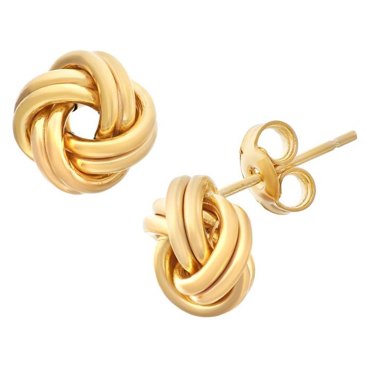 Target Gold Over Silver High Polish Love Knot Earrings, Yellow