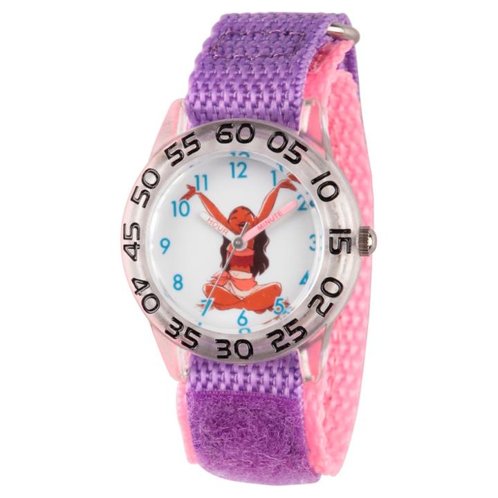 Girls' Disney Moana Clear Plastic Time Teacher Watch - Purple