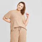Women's Plus Size Short Sleeve Crewneck Pullover Sweater - Universal Thread Brown 1x, Women's, Size: