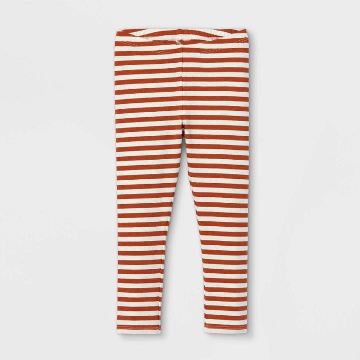 Toddler Girls' Striped Leggings - Cat & Jack Rust/cream