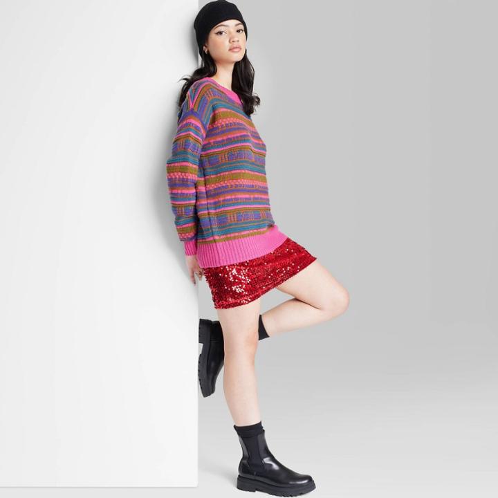 Women's Sequin Mini Skirt - Wild Fable Dark Red Xxs