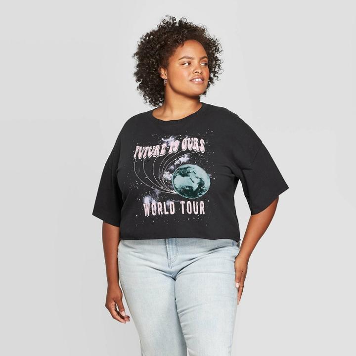 Grayson Threads Women's The Future Is Ours Plus Size Short Sleeve Cropped T-shirt (juniors') - Black 1x, Women's,
