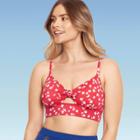Women's Slimming Control Tie-front Bikini Top - Beach Betty By Miracle Brands Red Floral