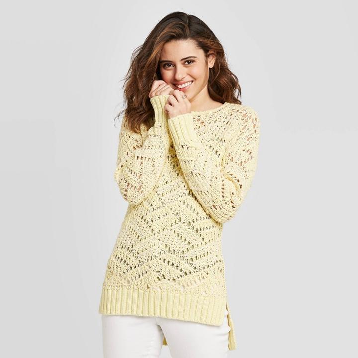 Women's Open Stitch Tunic Sweater - Universal Thread Yellow