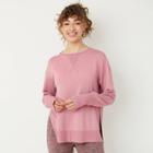 Women's Cozy Side Slit Pullover Sweatshirt - Joylab Rose