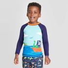 Toddler Boys' Dino Print Long Sleeve Rash Guard - Cat & Jack Navy 12m, Toddler Boy's, Blue