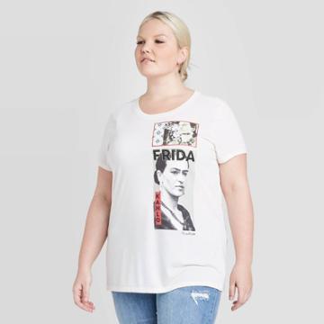 Women's Frida Kahlo Plus Size Short Sleeve Graphic T-shirt (juniors') - Cream 1x, Women's, Size:
