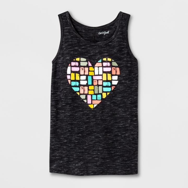 Girls' Heart Graphic Tank Top - Cat & Jack Black