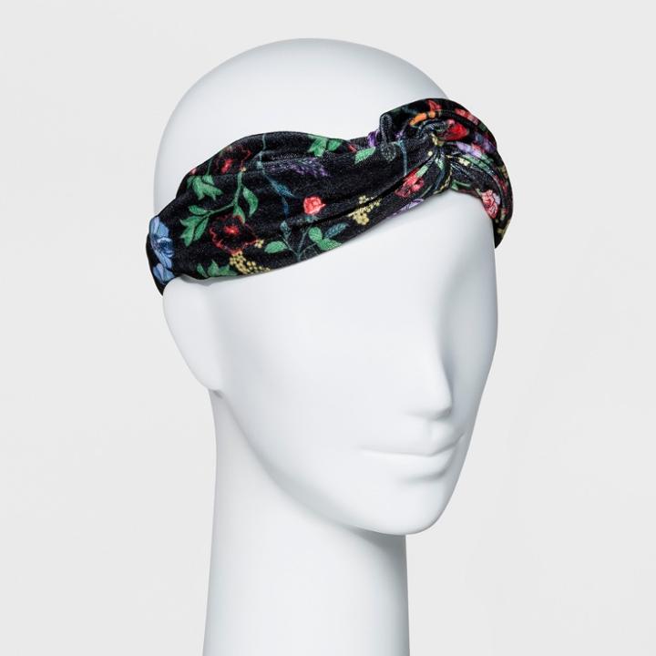 Women's Velvet Printed Headband - Who What Wear Black