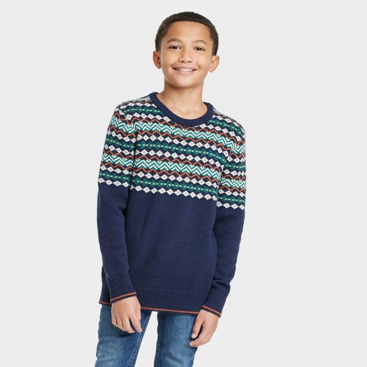 Boys' Fair Isle Pullover Sweater - Cat & Jack Navy