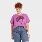 Modern Lux Women's Plus Size Frida Outline Short Sleeve Graphic T-shirt - Purple
