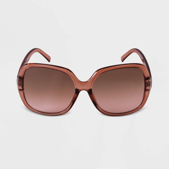 Women's Crystal Oversized Sunglasses - A New Day Brown, Women's,