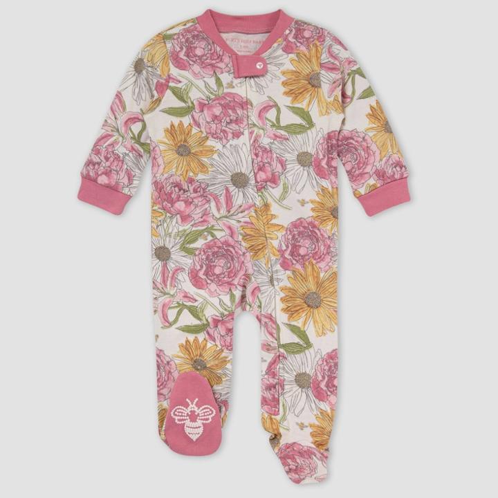 Burt's Bees Baby Baby Girls' Painted Wildflowers Sleep N' Play - Rose Pink