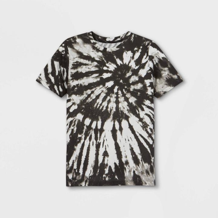 Boys' Tie-dye Swirl Short Sleeve T-shirt - Art Class Black/white
