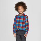 Oversizeboys' Plaid Long Sleeve Button-down Shirt - Cat & Jack Blue/red L Husky, Boy's, Size: