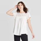 Women's Flutter Short Sleeve Blouse - Knox Rose White