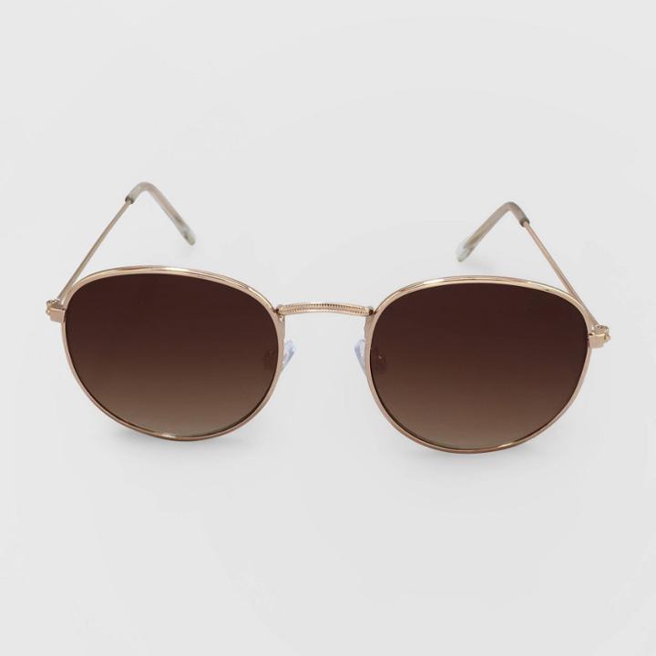 Women's Round Metal Sunglasses - A New Day Gold, Women's, Size: Small, Gold/grey