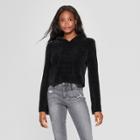 Women's Long Sleeve Chenille Hoodie Sweater - Xhilaration Black