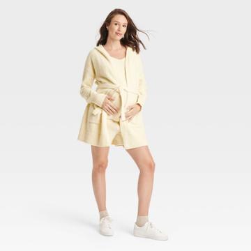 Hooded Teddy Maternity Robe - Isabel Maternity By Ingrid & Isabel Cream