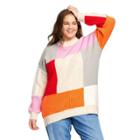 Women's Plus Size Color Block Sweater - Lego Collection X Target Red/pink/orange