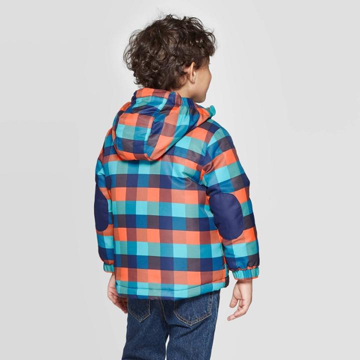 Toddler Boys' Plaid 3-in-1 Jacket - Cat & Jack Navy Plaid 12m, Toddler Boy's, Blue Plaid