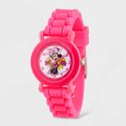 Girls' Disney Minnie Mouse Plastic Time Teacher Watch - Pink