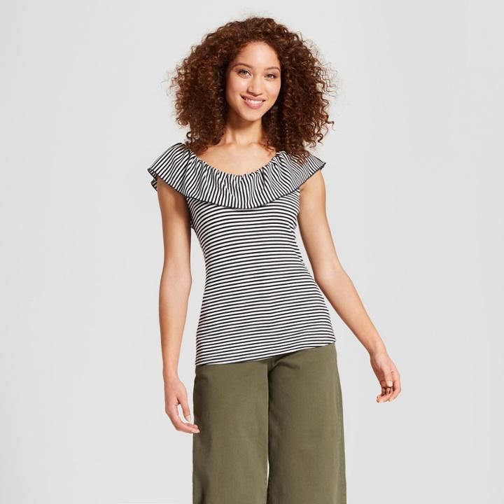 Women's Striped Sleeveless Knit Top - A New Day Navy/white Xxl, Blue White