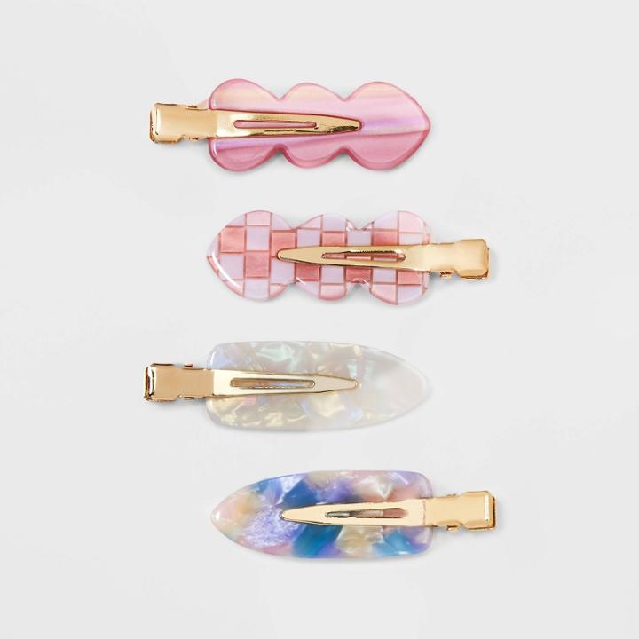 Girls' 4pk Heart Acrylic Salon Clips - Art Class