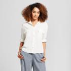 Women's 3/4 Sleeve Utility Shirt - A New Day Cream (ivory)