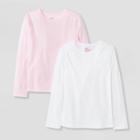 Kids' 2pk Adaptive Long Sleeve T-shirt - Cat & Jack White/light Pink