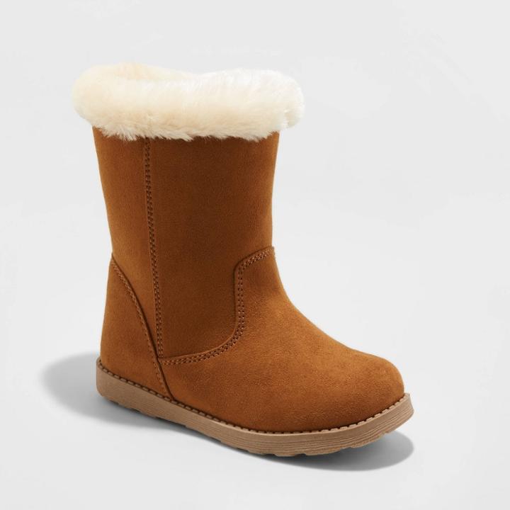Toddler Girls' Karley Faux Fur Shearling Boots - Cat & Jack Dark Chestnut