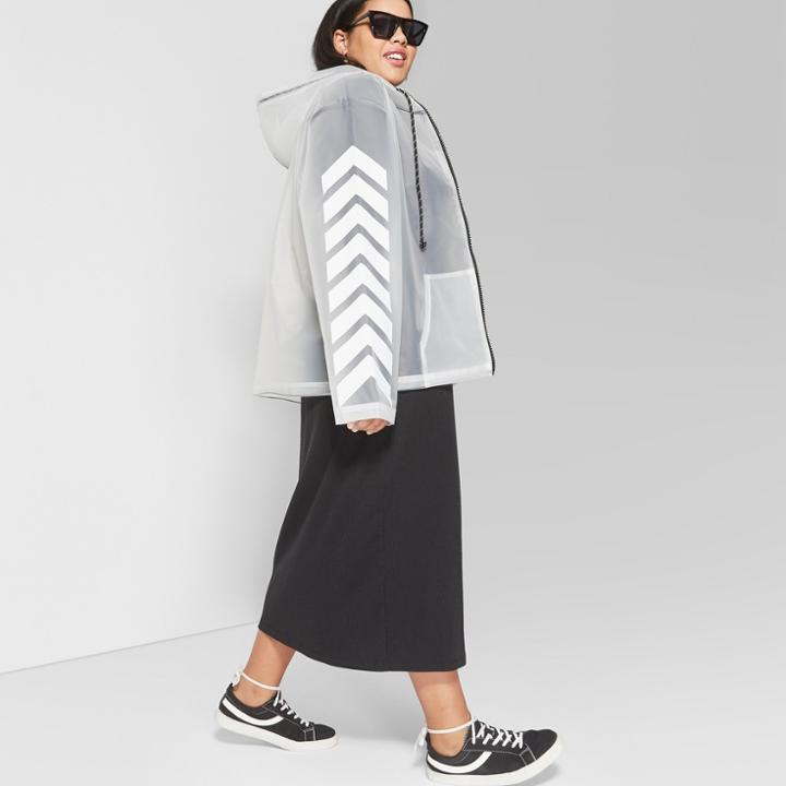 Women's Plus Size Long Sleeve Full Zip Transparent Windbreaker Jacket - Wild Fable Ivory