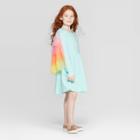 Girls' Long Sleeve Sparkle Rainbow Cape Dress - Cat & Jack Aqua