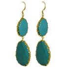 Zirconite Large Genuine Semi-precious Double Drop Earring - Turquoise