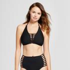 Mossimo Women's Ribbed Caged High Neck Bikini Top - Black - D/dd Cup -
